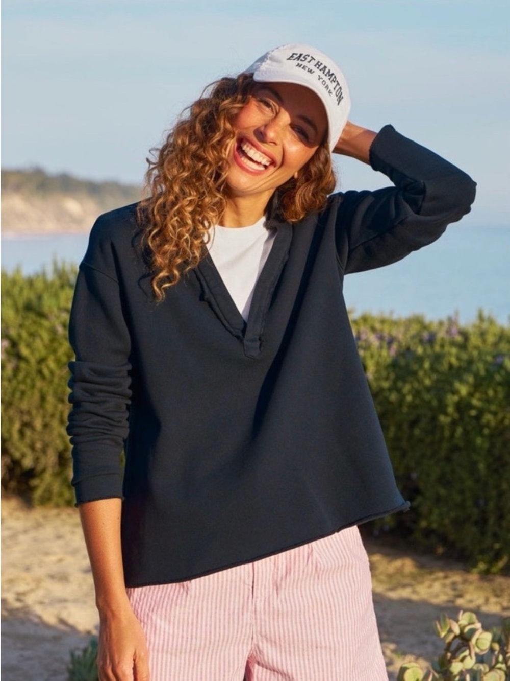 Frank & Eileen Navy Patrick Triple Terry Popover Henley S Quiet Luxury Coastal